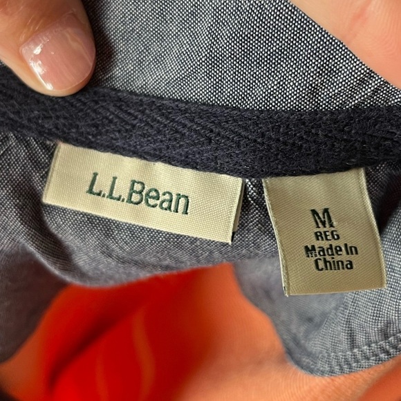 L.L. Bean Coral Ombre Striped Soft Cotton Rugby Polo Henley Shirt Size Medium - Picture 6 of 9